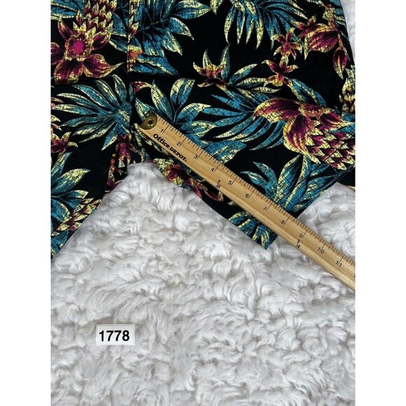 George Mens Hawaiian Bermuda Shorts 36 Black Pockets Belt Loops Cotton Stretch - Picture 7 of 7